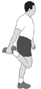 Ilustração AAOS do exercício: Alongamento do quadríceps